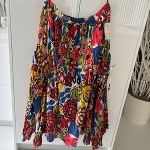 NWT Sandy Starkman Flowered Cotton Skirt, Lined with Pockets in Size M